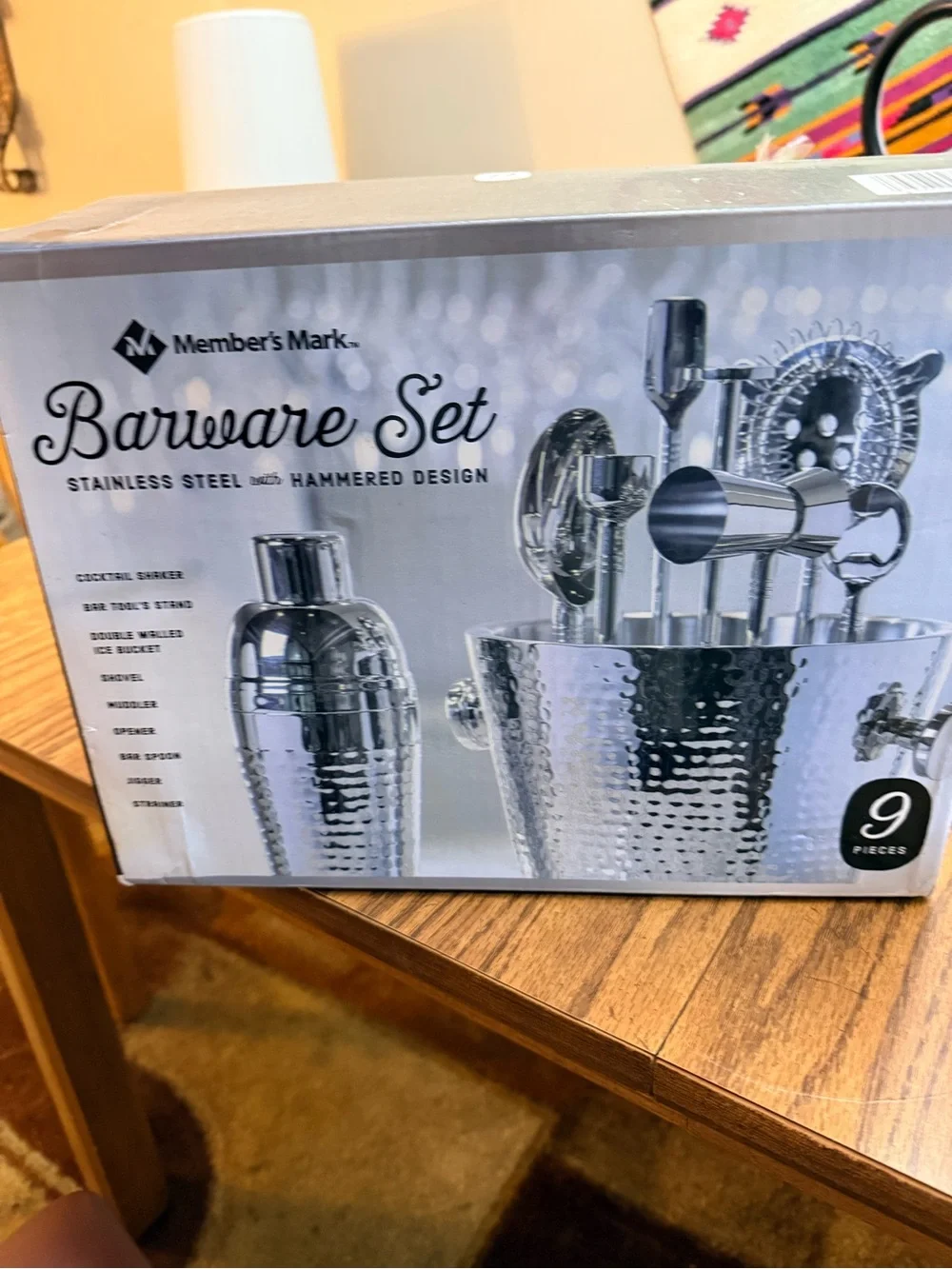 Stainless Steel Hammered Barware Set - Silver